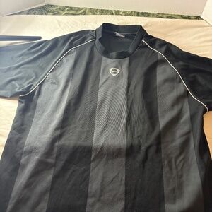 Nike Shirt SS Mens Polyester Grey/Black Striped Futbol/Soccer/Football SZ XL